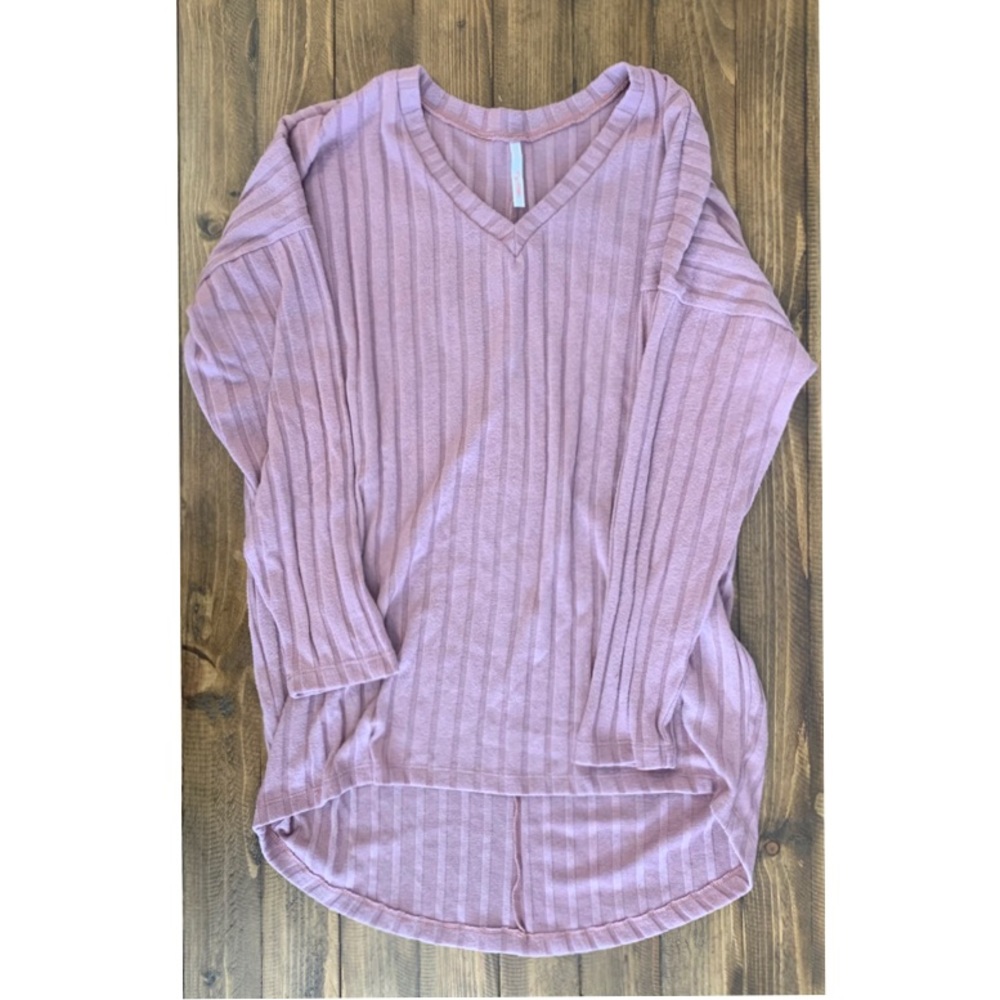 Purple ribbed long sleeve top